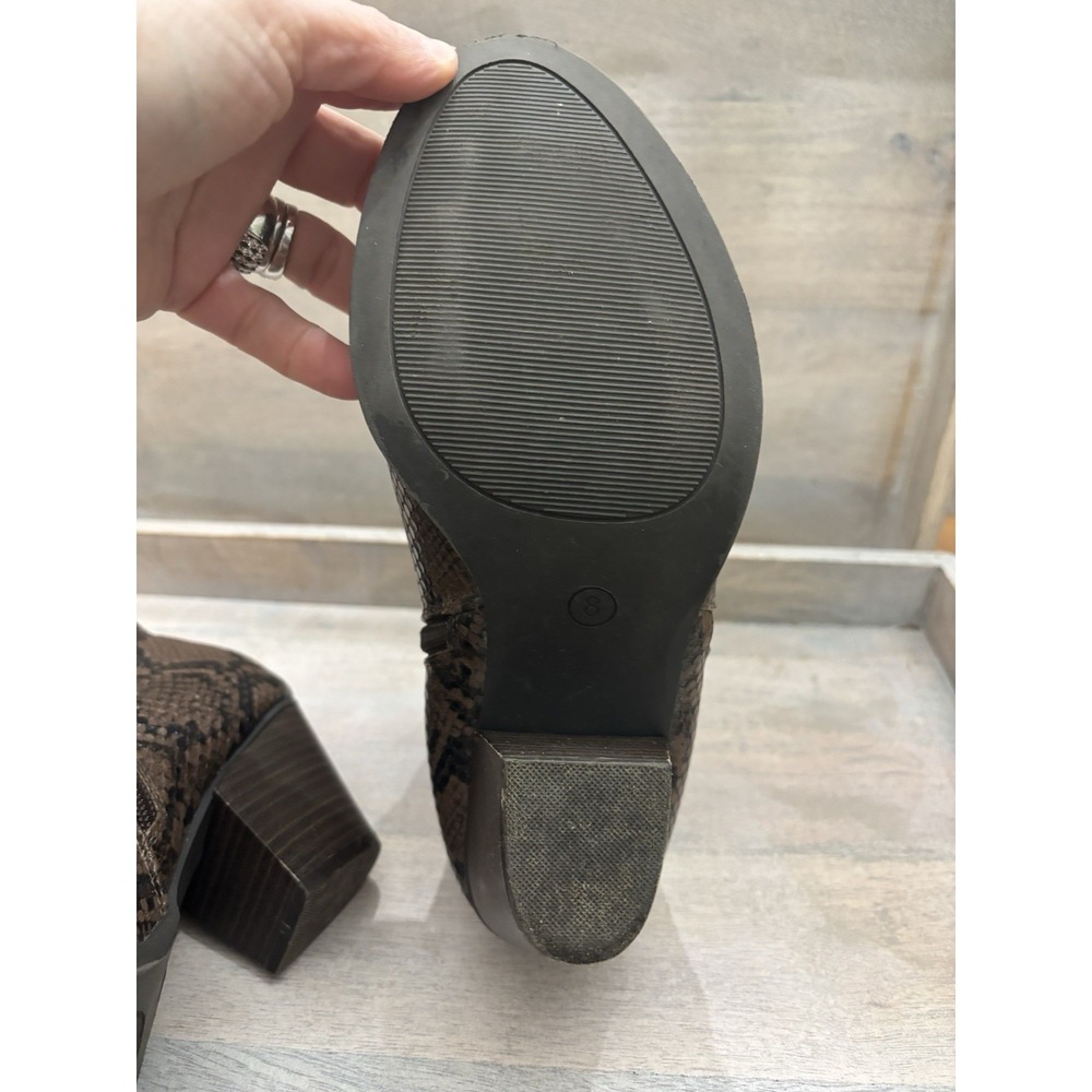 Lane Bryant Snakeskin Brown Black Ankle Booties Sz 8W - Picture 7 of 10